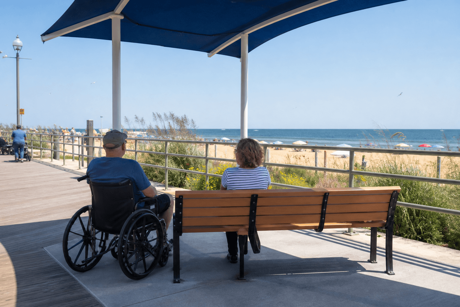 Ocean City accessible bench break: build rest into the route — Beach Blog photo, Ocean City, Maryland