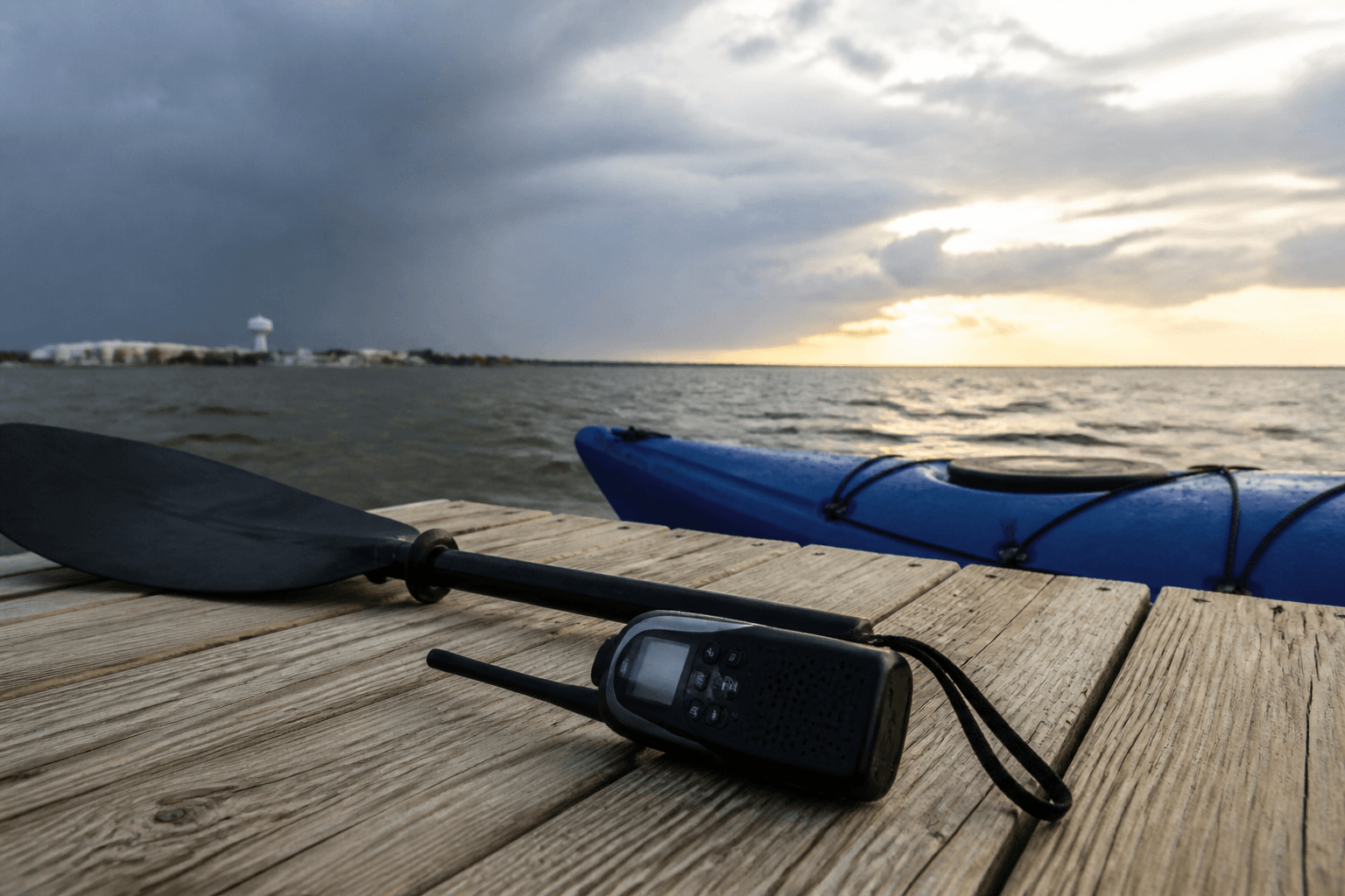 Ocean City bay kayak weather radio check: hear the change coming — Beach Blog photo, Ocean City, Maryland