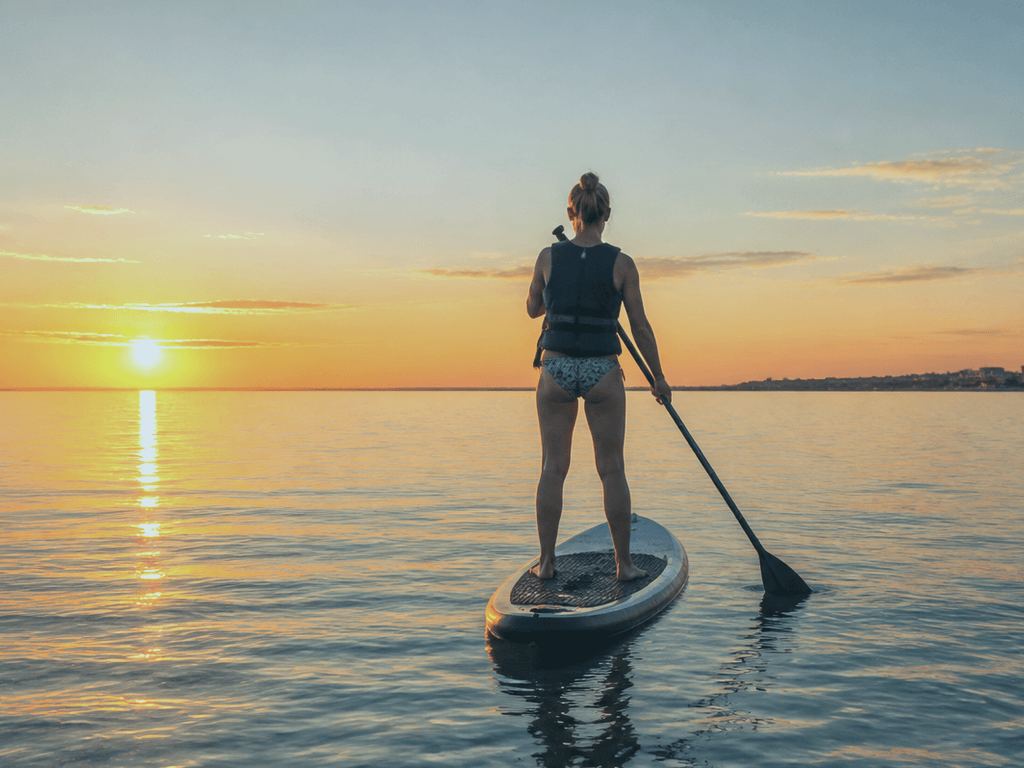 Alarm clock and paddle gear staged the night before for an early Ocean City bay sunrise paddle