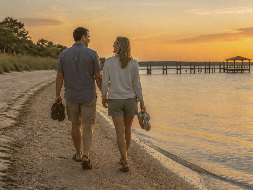 Ocean City bay sunset sandals plan: make the walk comfortable, not precious — supporting Beach Blog photo, Ocean City, Maryland