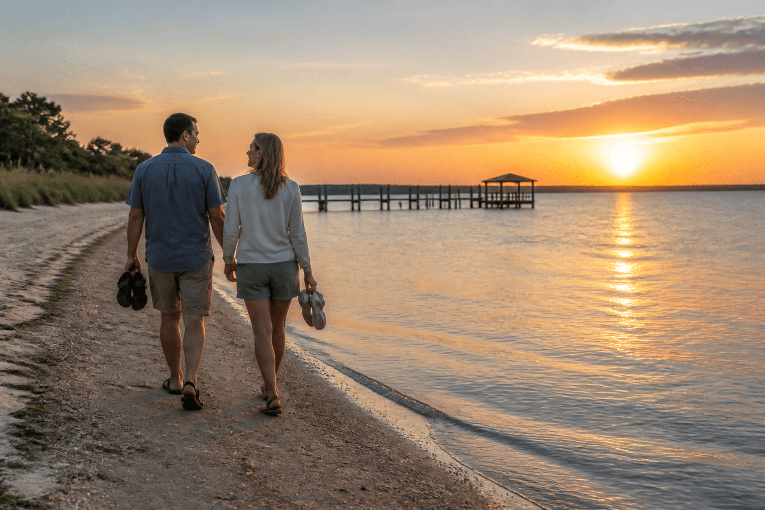 Ocean City bay sunset sandals plan: make the walk comfortable, not precious — Beach Blog photo, Ocean City, Maryland