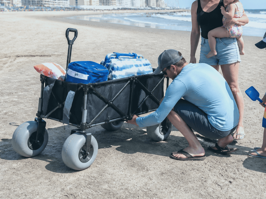 Ocean City beach wagon wheel check: test the sand before loading everything — supporting Beach Blog photo, Ocean City, Maryland