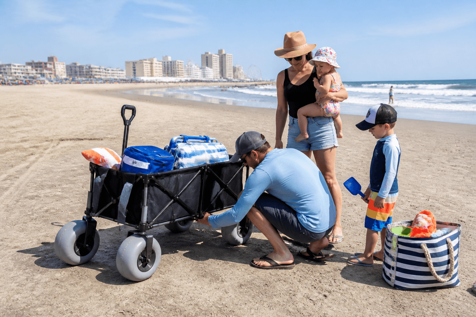 Ocean City beach wagon wheel check: test the sand before loading everything — Beach Blog photo, Ocean City, Maryland