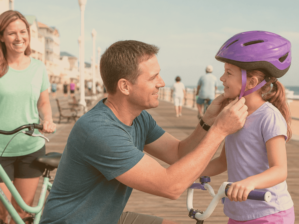 Ocean City bike helmet family fit: check this before the ride — supporting Beach Blog photo, Ocean City, Maryland