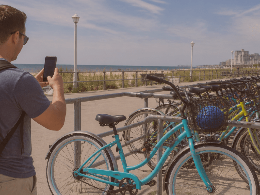 Ocean City bike rental return photo: document the handoff, then enjoy walking — supporting Beach Blog photo, Ocean City, Maryland