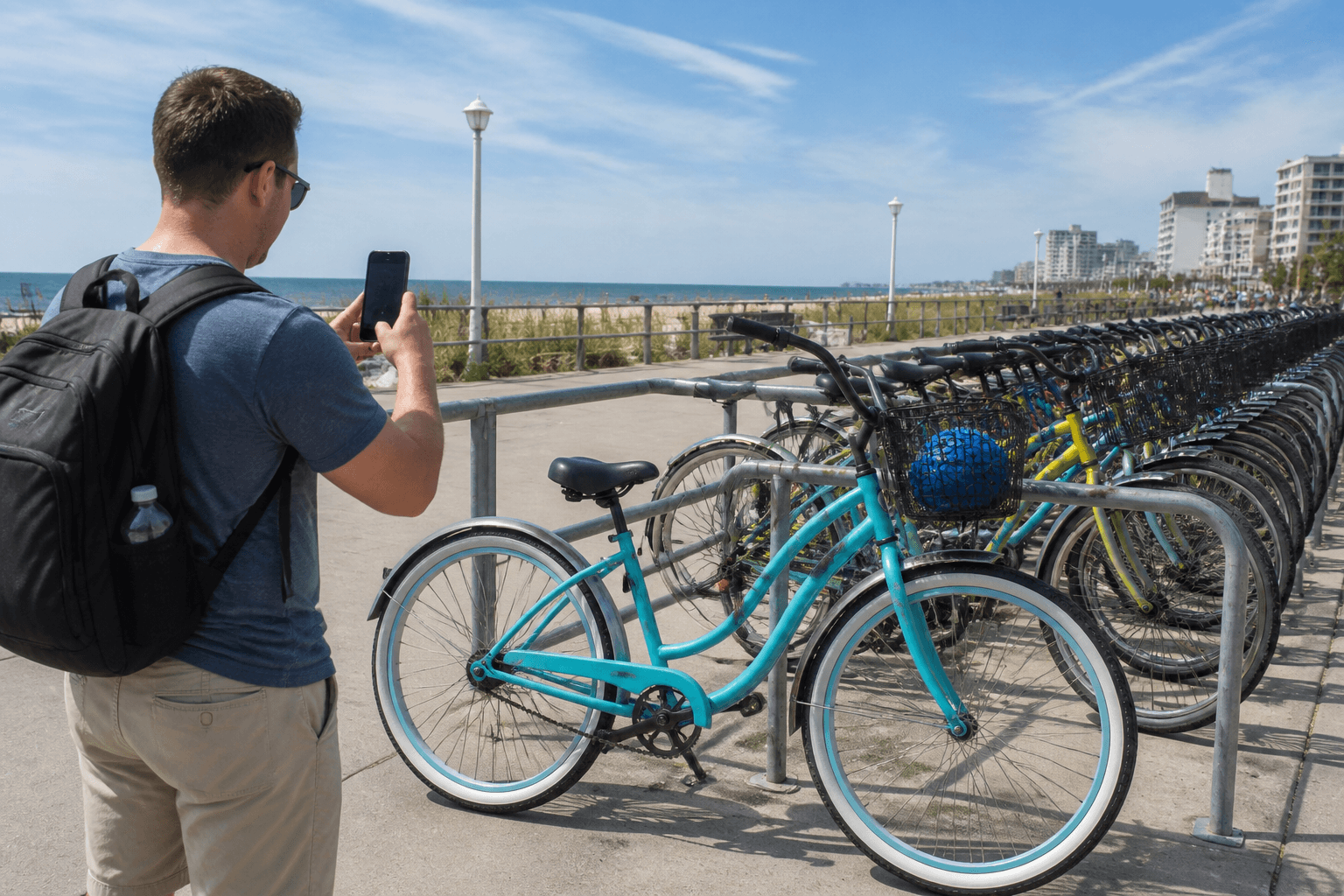 Ocean City bike rental return photo: document the handoff, then enjoy walking — Beach Blog photo, Ocean City, Maryland