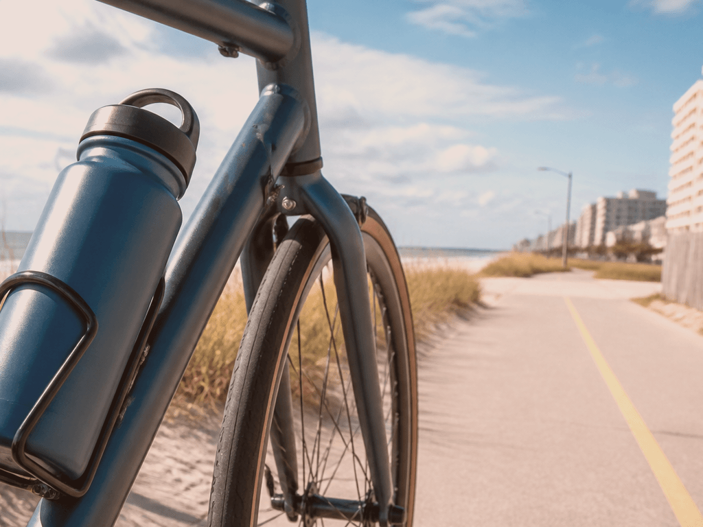 Ocean City biking water-bottle cage check: secure the ride water — supporting Beach Blog photo, Ocean City, Maryland