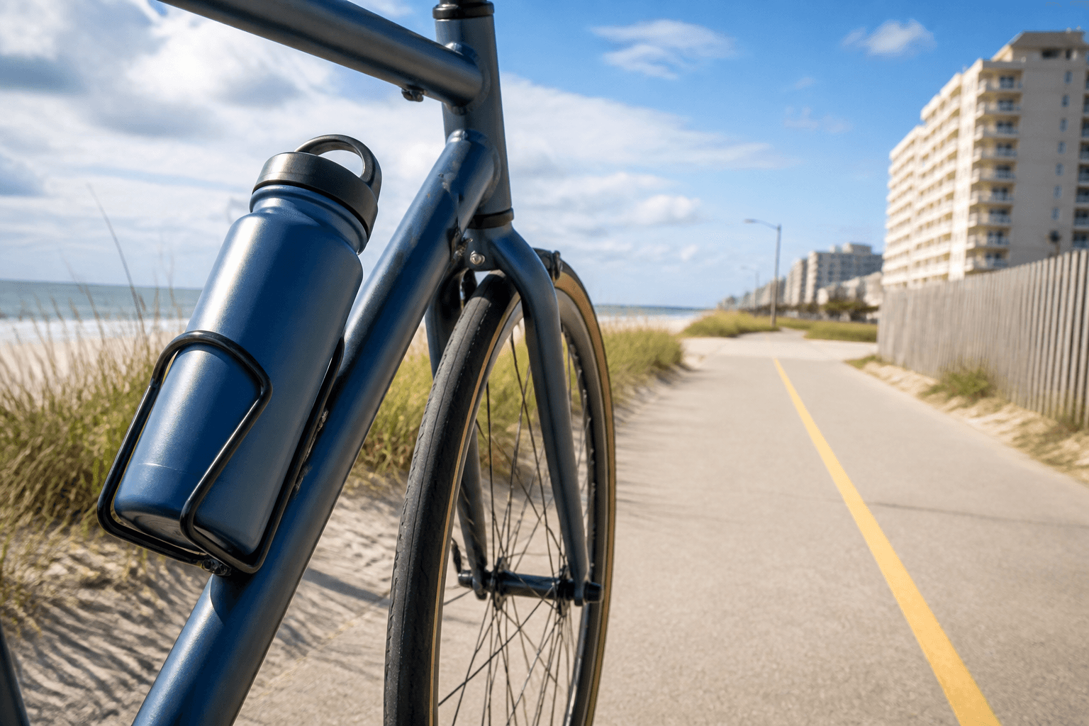 Ocean City biking water-bottle cage check: secure the ride water — Beach Blog photo, Ocean City, Maryland