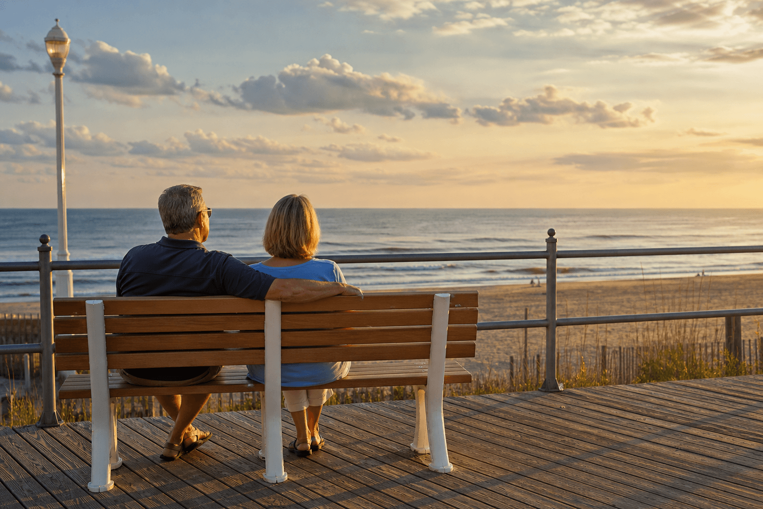 Ocean City Boardwalk bench break: rest before the group runs out of patience — Beach Blog photo, Ocean City, Maryland