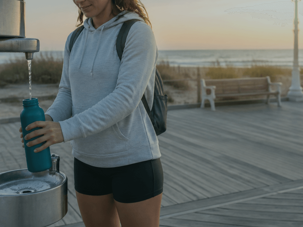 Ocean City Boardwalk morning water refill: start the walk hydrated — supporting Beach Blog photo, Ocean City, Maryland