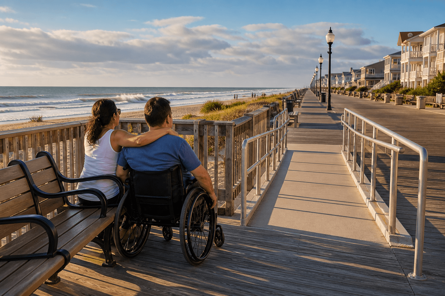 Ocean City Boardwalk wheelchair route break: plan the pause with the ramp — Beach Blog photo, Ocean City, Maryland