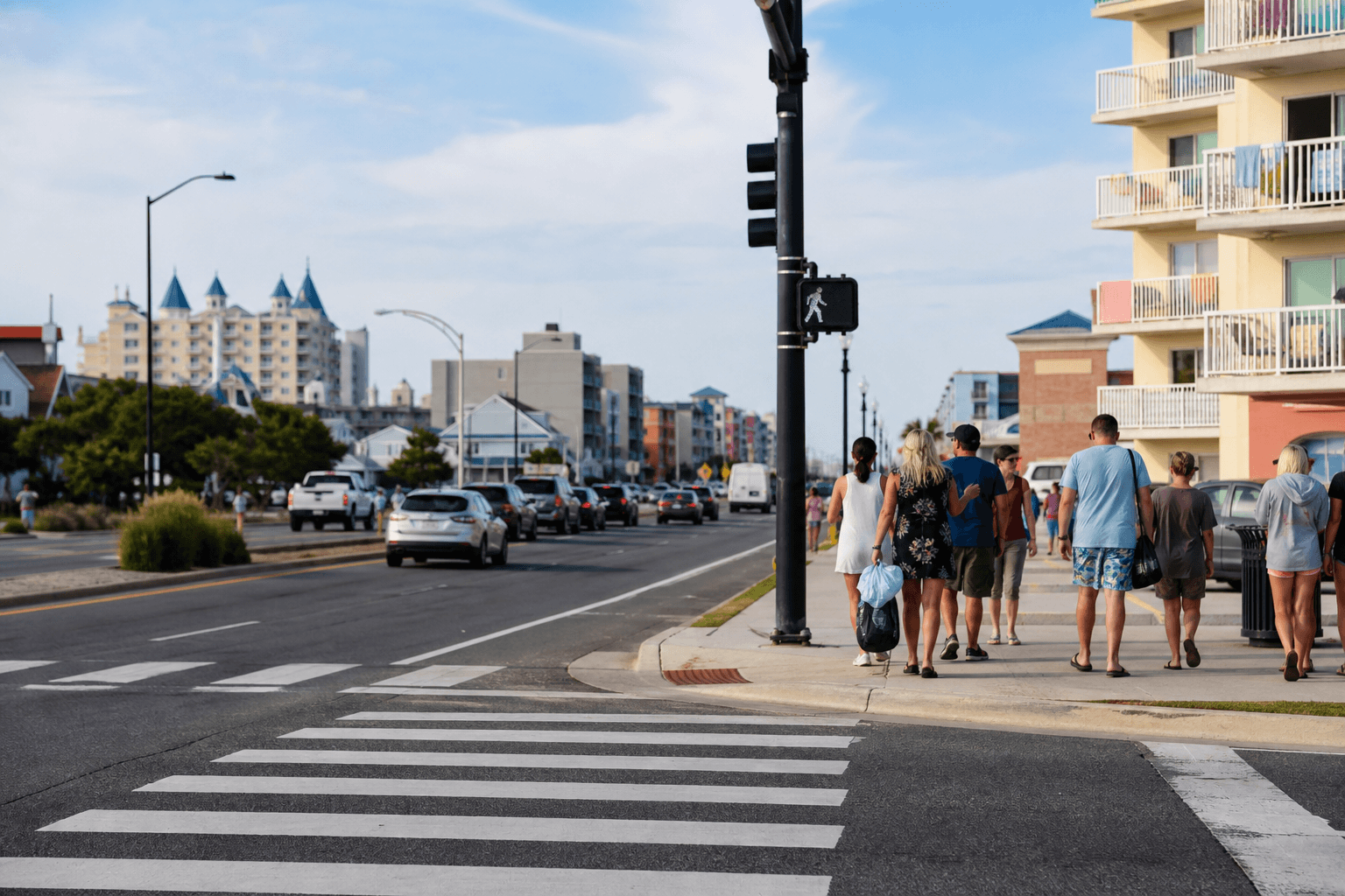 Ocean City Coastal Highway crossing: a family safety pause — Beach Blog photo, Ocean City, Maryland