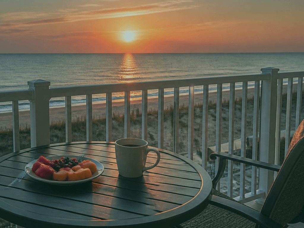 Ocean City condo balcony breakfast: keep it simple — supporting Beach Blog photo, Ocean City, Maryland