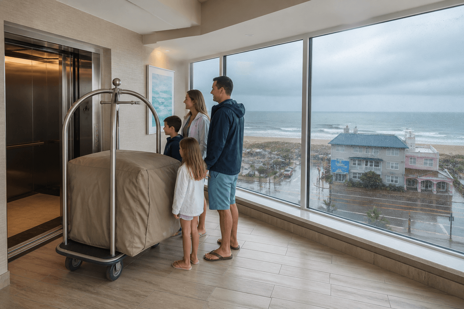 Ocean City condo elevator rain cart plan: make room for the next family — Beach Blog photo, Ocean City, Maryland