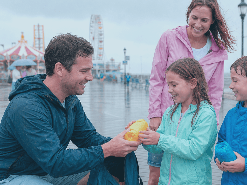 Ocean City family poncho pocket plan: keep one dry plan in the bag — supporting Beach Blog photo, Ocean City, Maryland