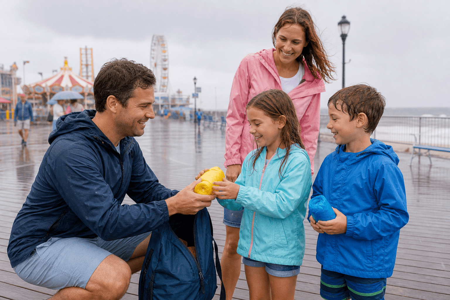 Ocean City family poncho pocket plan: keep one dry plan in the bag — Beach Blog photo, Ocean City, Maryland
