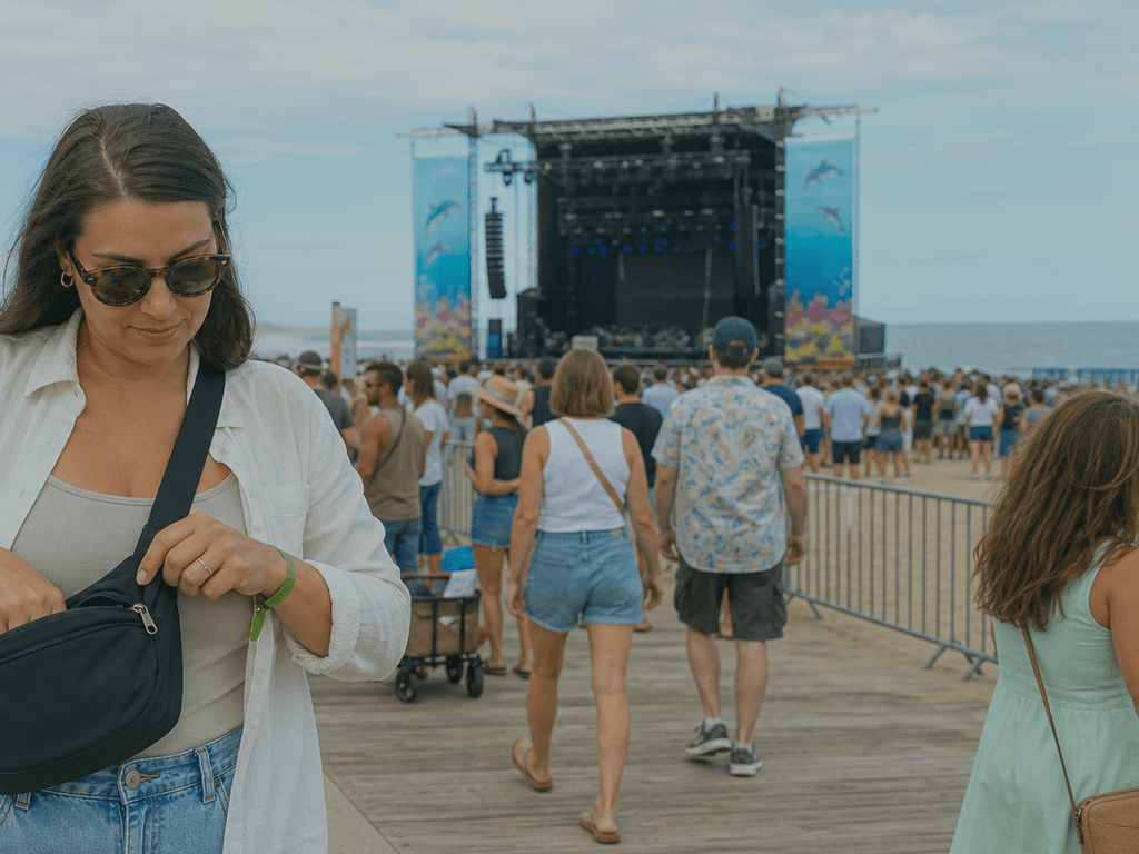 Ocean City festival bag zipper check: make the entry line easier — supporting Beach Blog photo, Ocean City, Maryland