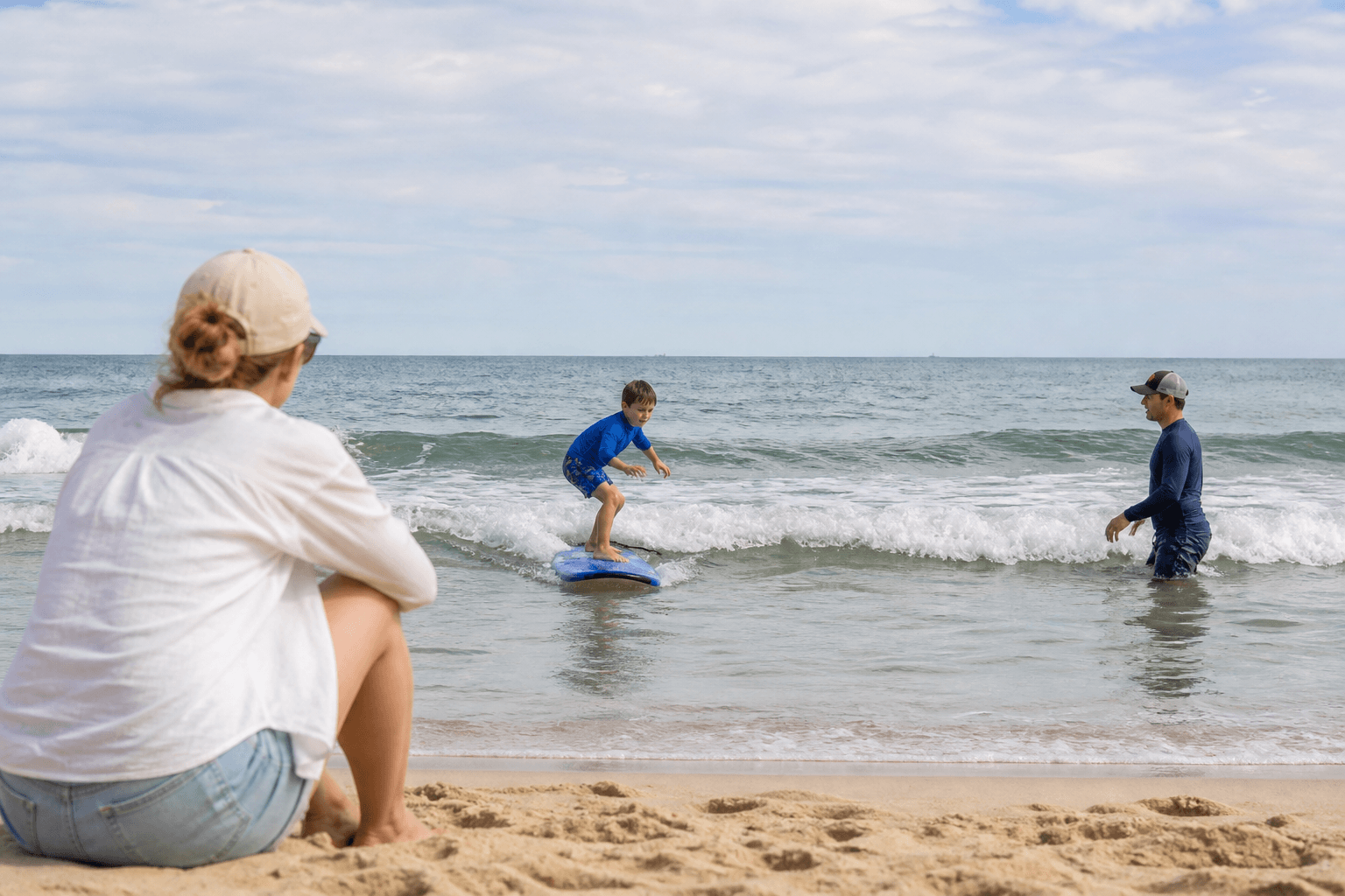 Ocean City first surf lesson observer plan: cheer from a useful distance — Beach Blog photo, Ocean City, Maryland