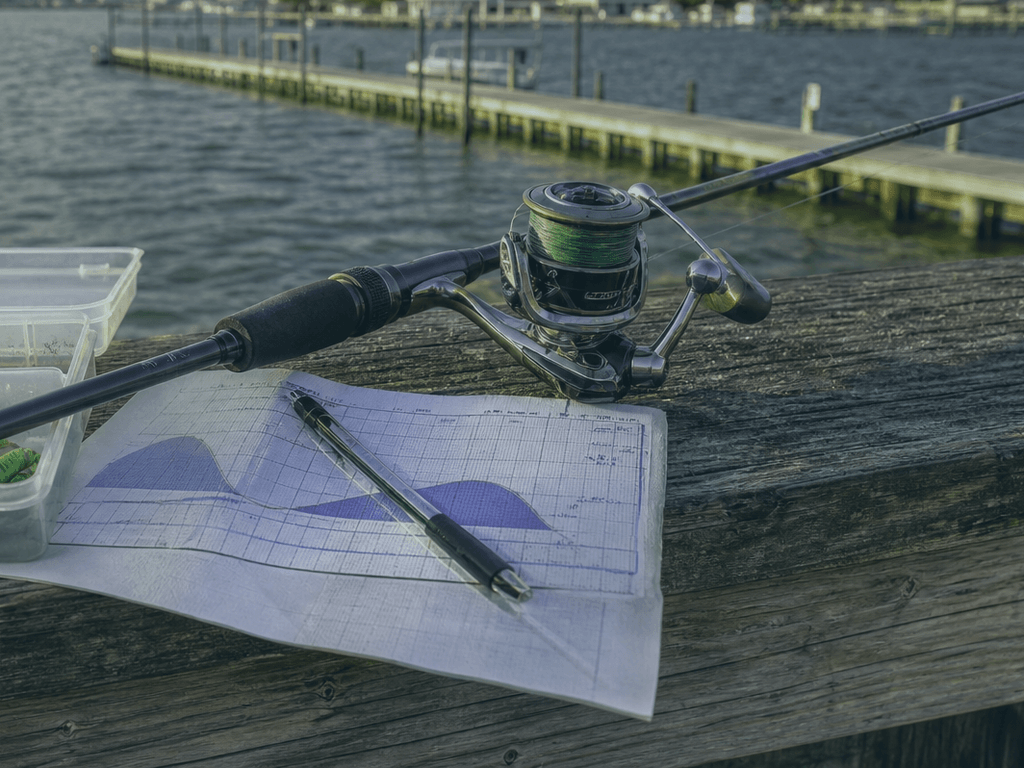 Monthly fishing season notes beside a Maryland regulations booklet in Ocean City