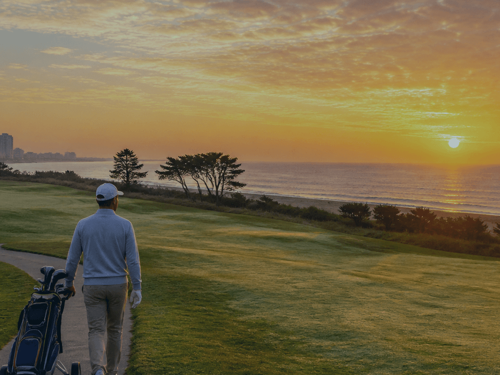 Golfer checking in at dawn for an early tee time near Ocean City Maryland