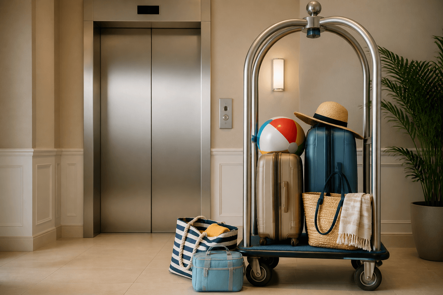 Ocean City hotel elevator bag plan: make one trip count — Beach Blog photo, Ocean City, Maryland