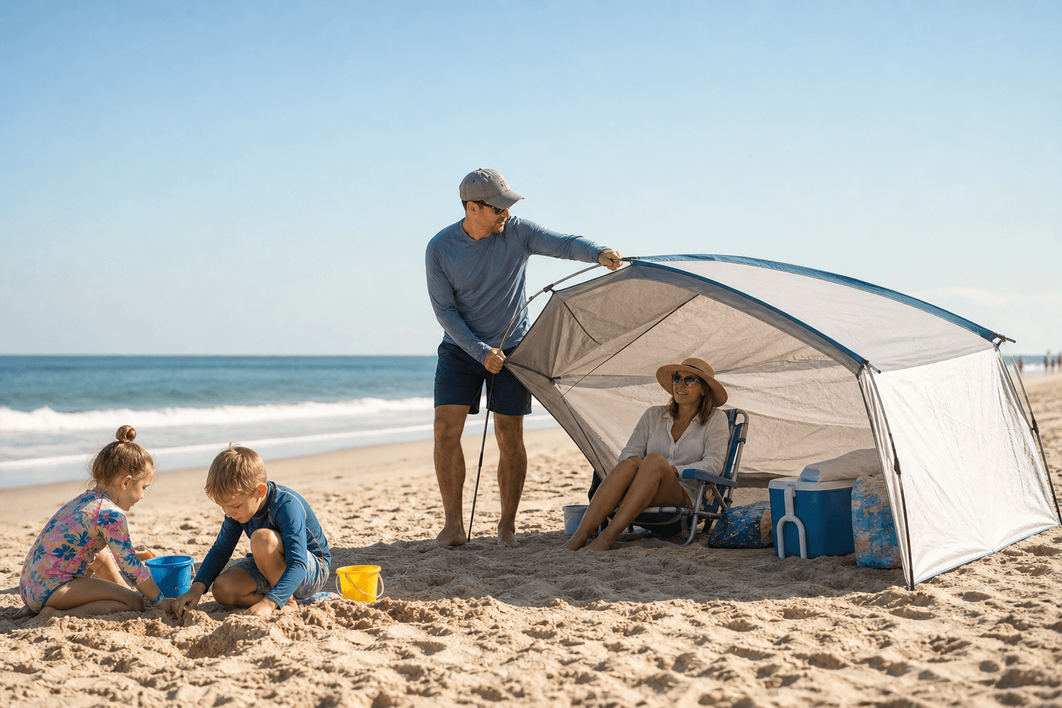 Ocean City kid beach shade shift: move before the shade disappears — Beach Blog photo, Ocean City, Maryland