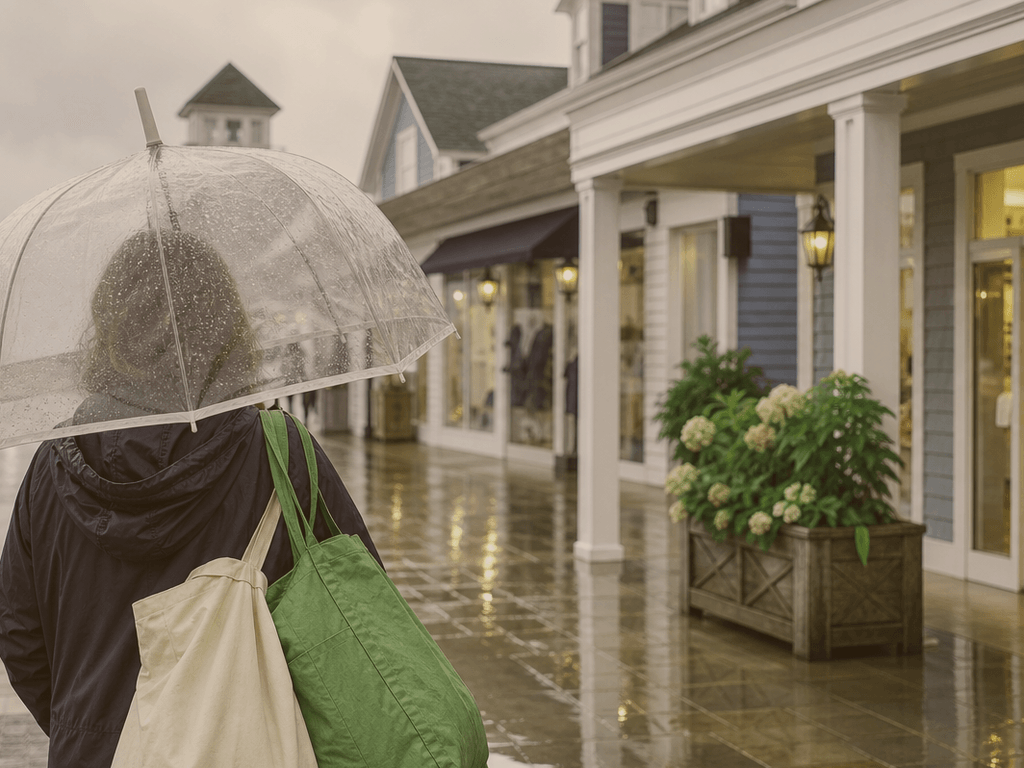 Ocean City outlet bag rain cover: keep the purchases dry, not dramatic — supporting Beach Blog photo, Ocean City, Maryland