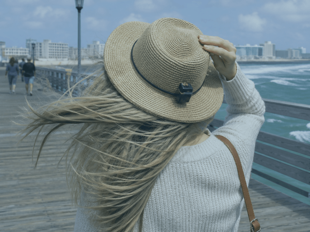 Ocean City pier wind hat clip: secure the brim before the breeze does — supporting Beach Blog photo, Ocean City, Maryland