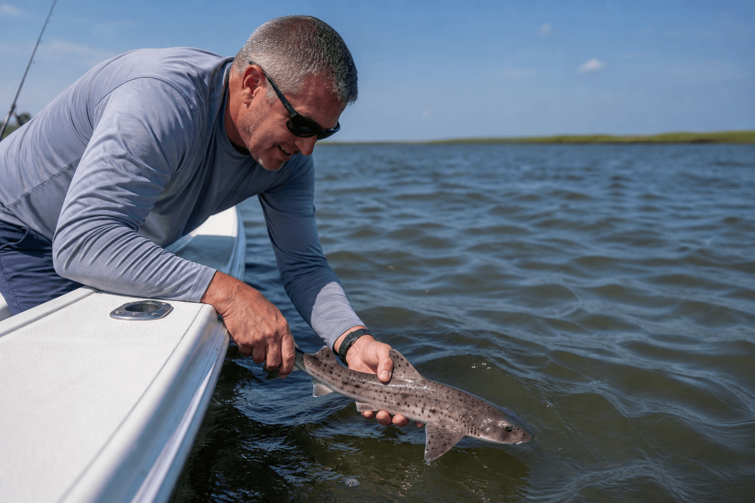 Smooth dogfish in summer bays: the shark Ocean City anglers meet most — Beach Blog photo, Ocean City, Maryland