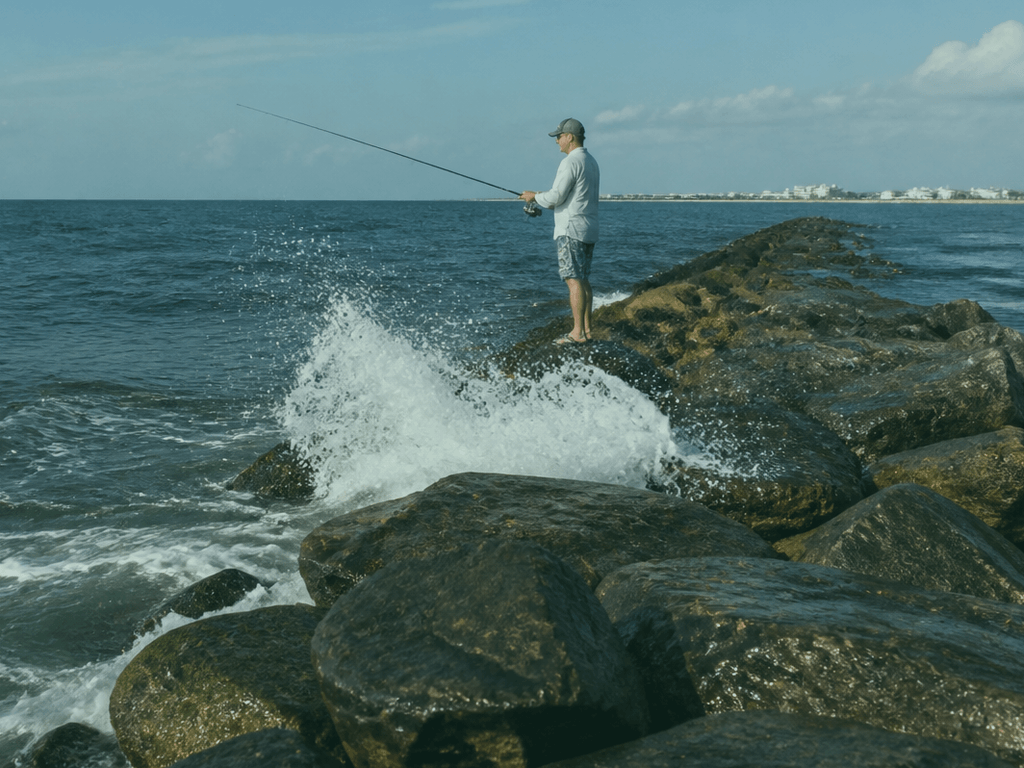 South Jetty triggerfish day in Ocean City: small bait, hard fight, serious footing — supporting Beach Blog photo, Ocean City, Maryland