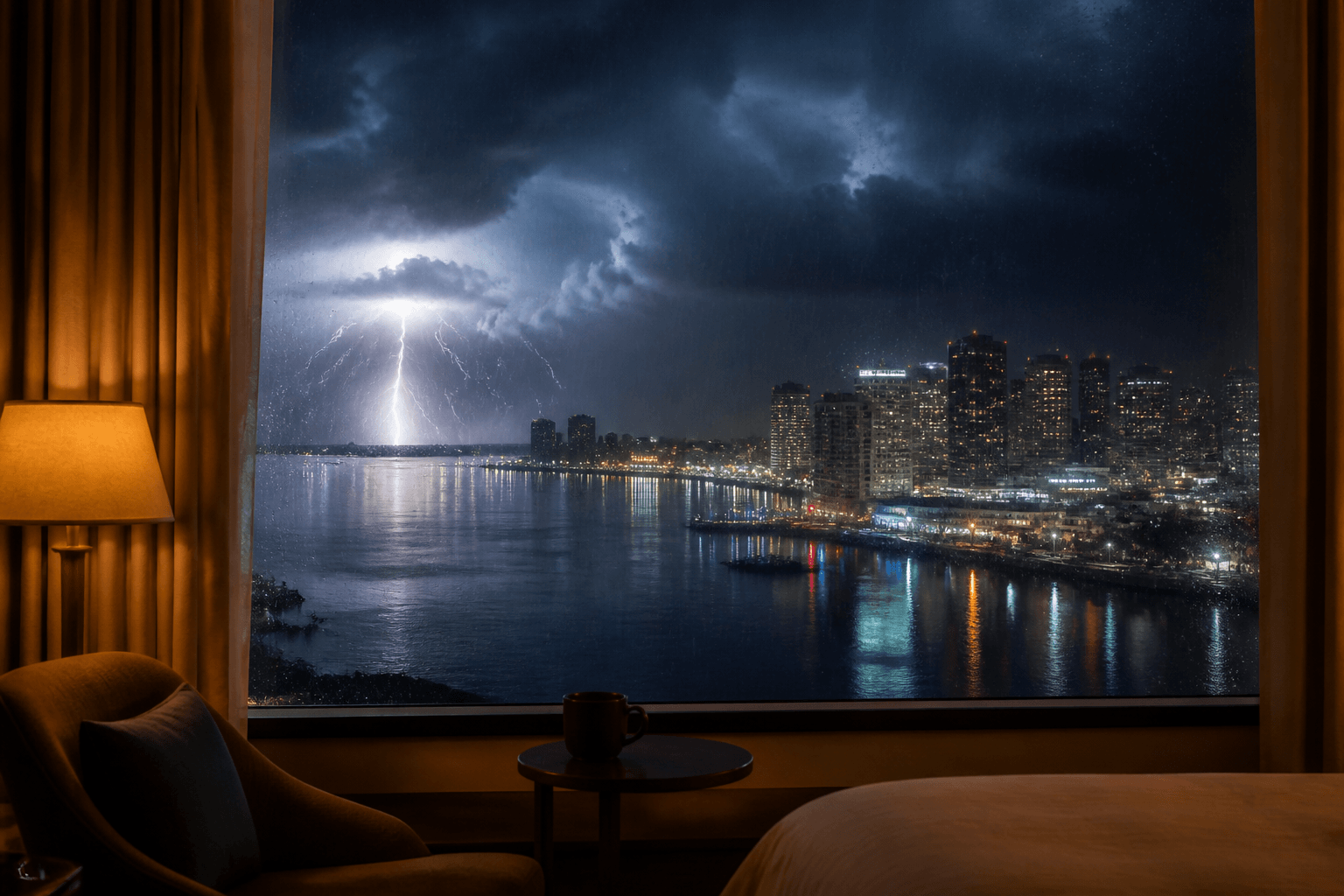 Ocean City stormy-night bay view: enjoy it from a safe place — Beach Blog photo, Ocean City, Maryland