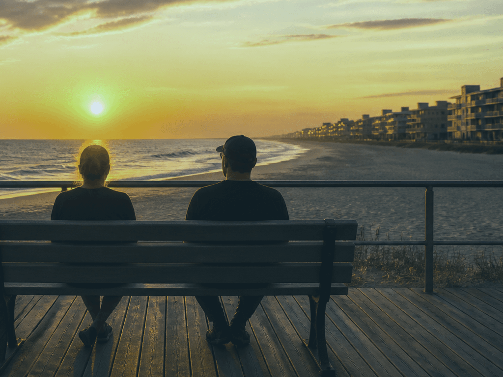 Ocean City sunset bench route for a low-key date or solo pause — supporting Beach Blog photo, Ocean City, Maryland