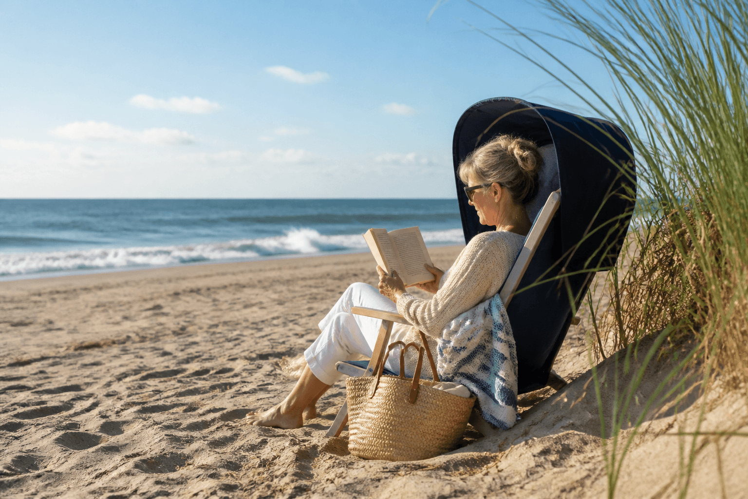 Ocean City windproof beach reading: keep the book, lose the page chase — Beach Blog photo, Ocean City, Maryland