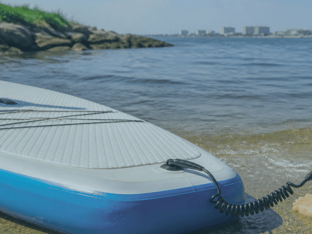 Paddleboard leash always on: wind is not optional — supporting Beach Blog photo, Ocean City, Maryland