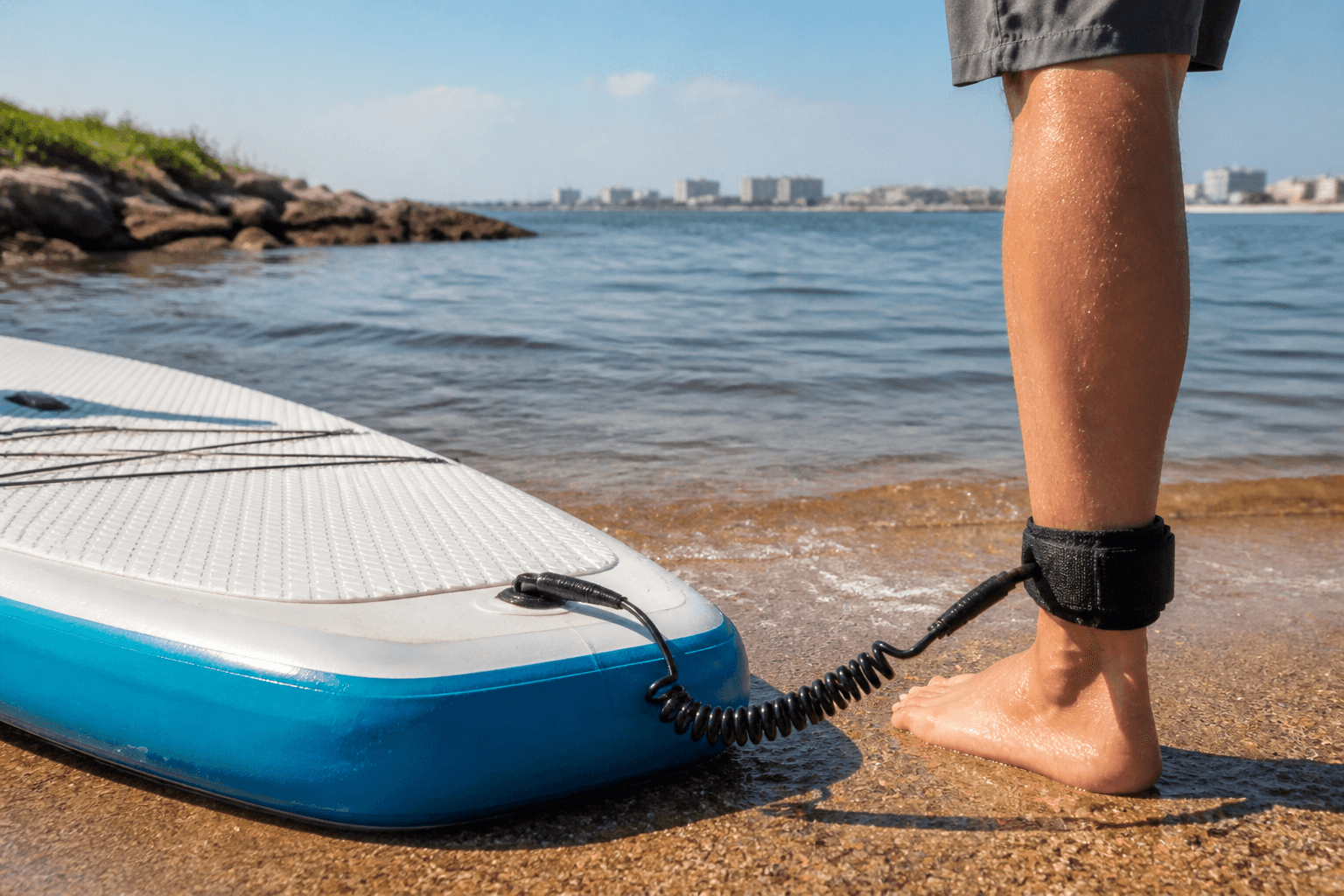 Paddleboard leash always on: wind is not optional — Beach Blog photo, Ocean City, Maryland