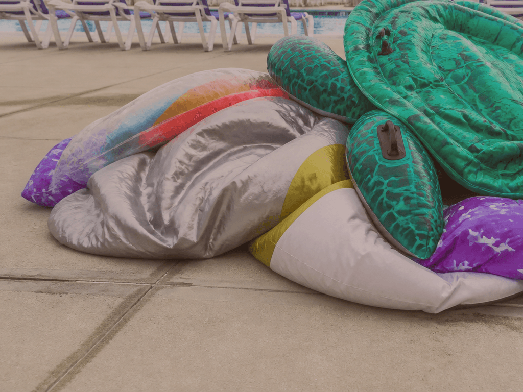 Pool floats: deflate nightly or lose them to wind — supporting Beach Blog photo, Ocean City, Maryland