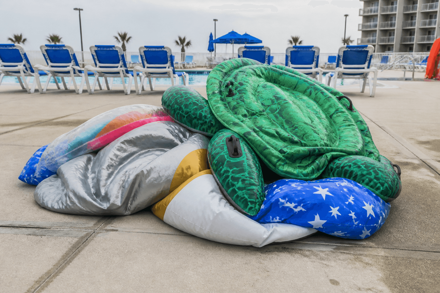 Pool floats: deflate nightly or lose them to wind — Beach Blog photo, Ocean City, Maryland