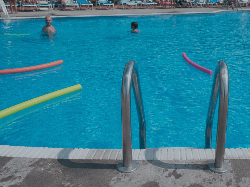 Pool noodle lane etiquette: don't blockade the steps — supporting Beach Blog photo, Ocean City, Maryland