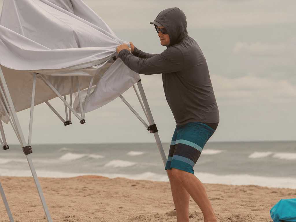 Pop-up canopy wind limit: fold before it flies — supporting Beach Blog photo, Ocean City, Maryland