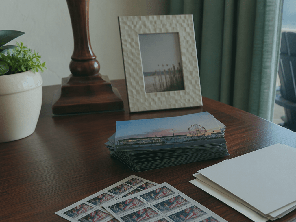 Postcards and stamps: stash them at the condo desk — supporting Beach Blog photo, Ocean City, Maryland