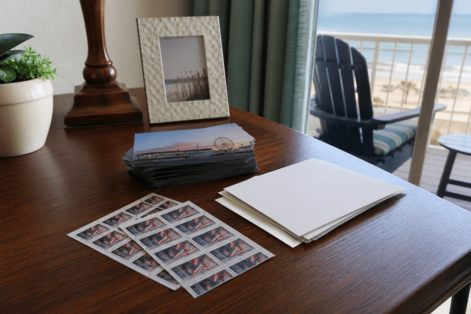 Postcards and stamps: stash them at the condo desk — Beach Blog photo, Ocean City, Maryland