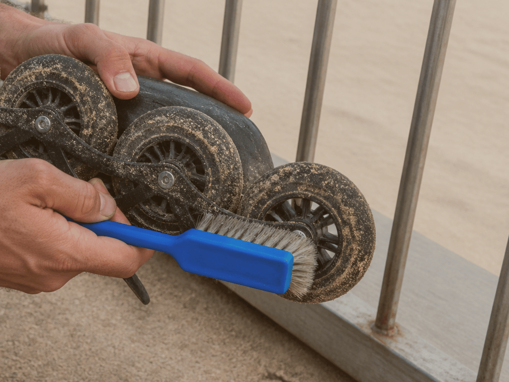 Rollerblade wheels and sand: clean before the condo — supporting Beach Blog photo, Ocean City, Maryland