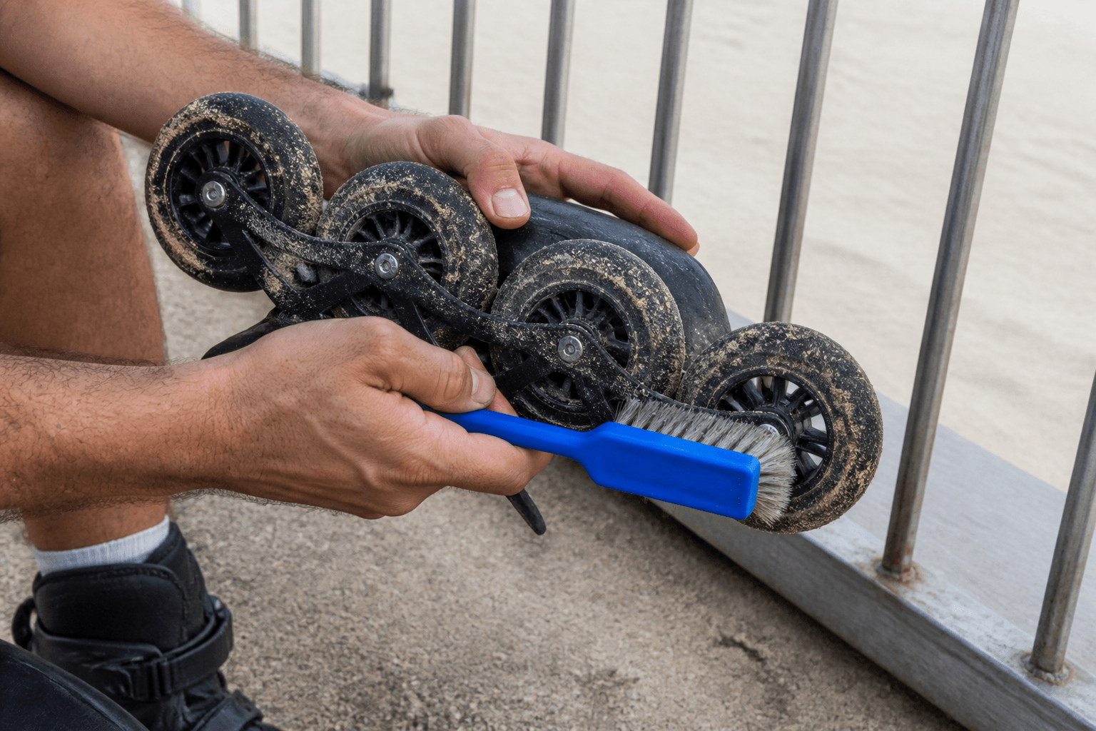 Rollerblade wheels and sand: clean before the condo — Beach Blog photo, Ocean City, Maryland