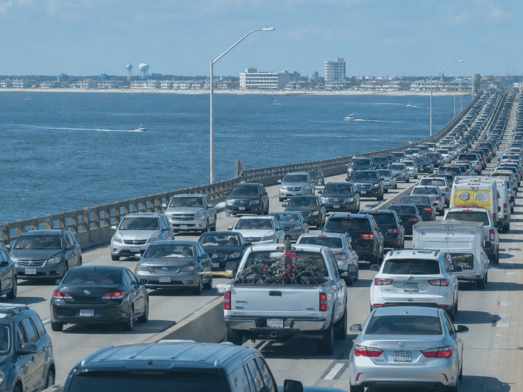 Saturday bridge arrival after 3pm: expect the crawl, pack the car like a bunker — supporting Beach Blog photo, Ocean City, Maryland