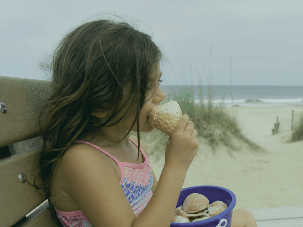 shady benches ice cream and shells — supporting Beach Blog photo, Ocean City, Maryland