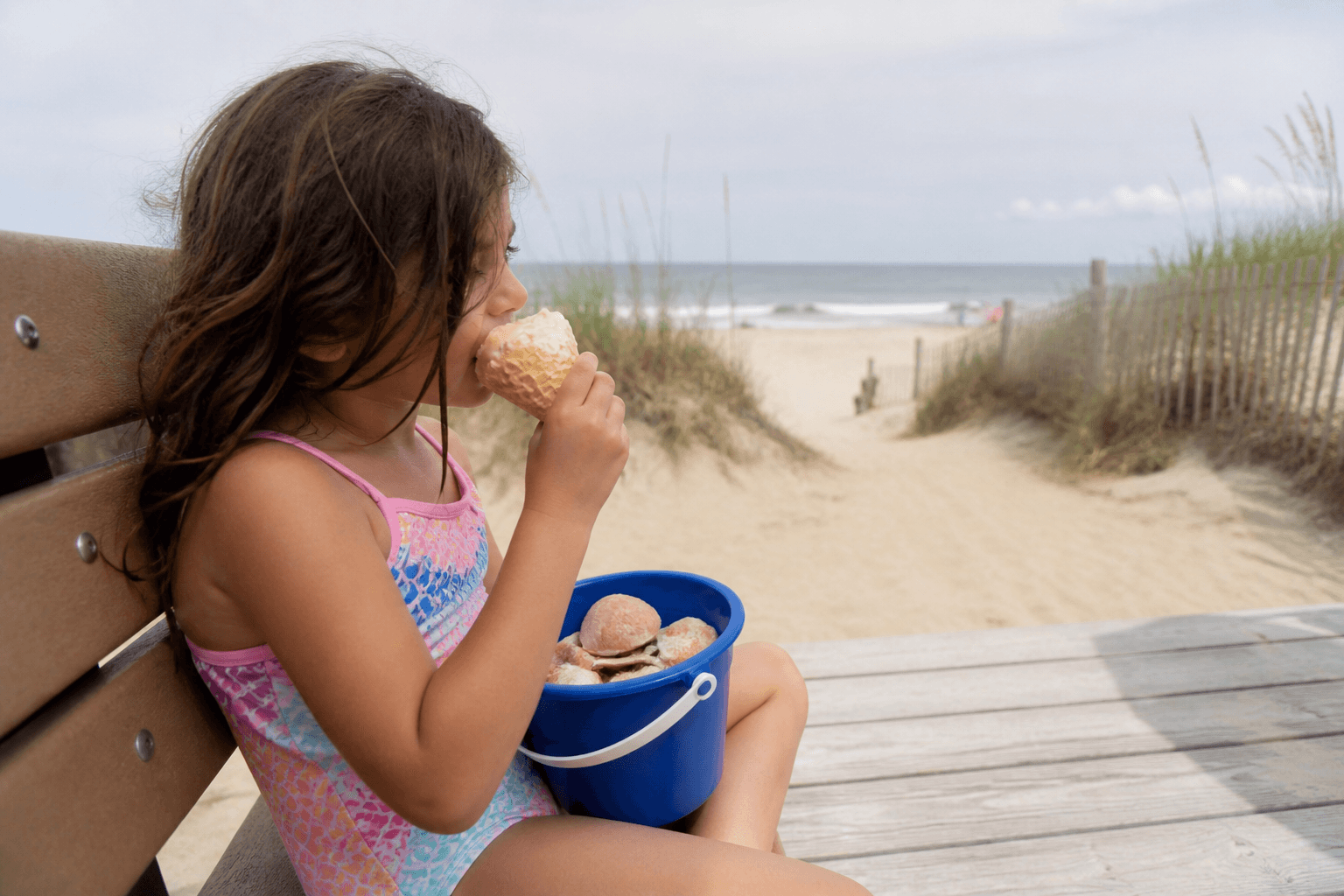 Shady benches, ice cream, and shells — a kid's slow Ocean City afternoon — Beach Blog photo, Ocean City, Maryland