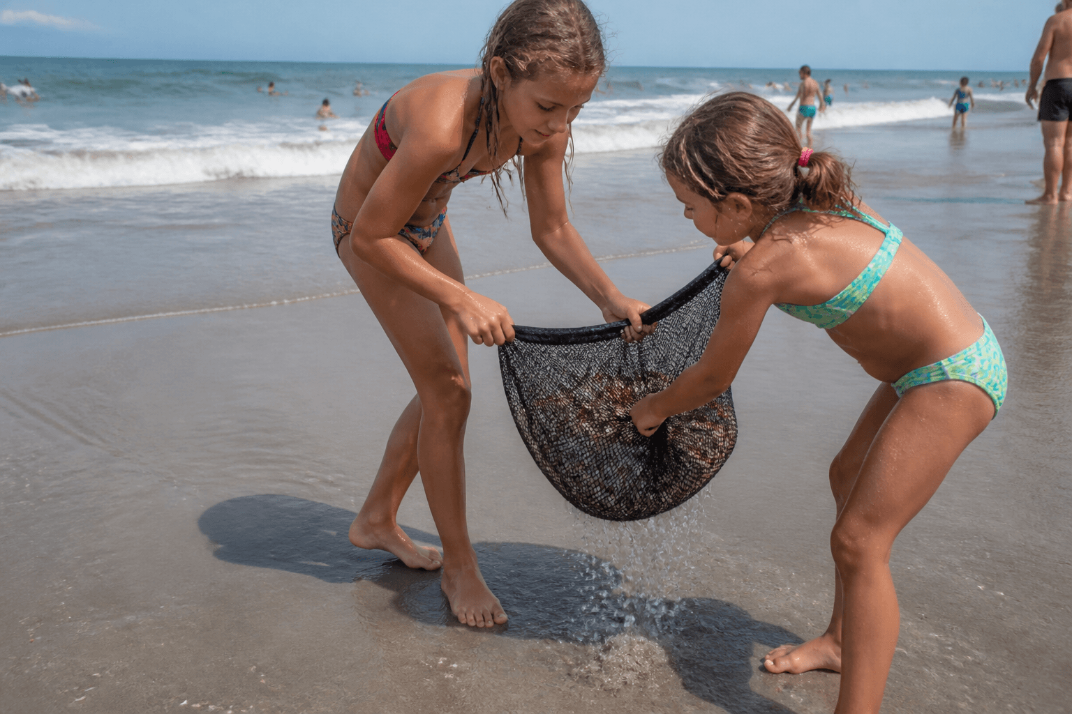 Shell bag mesh drain: sand stays outside — Beach Blog photo, Ocean City, Maryland