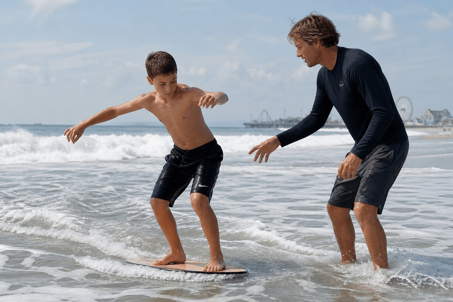 Skim lesson afternoon for beginners: flat foam, short sessions, fewer faceplants — Beach Blog photo, Ocean City, Maryland
