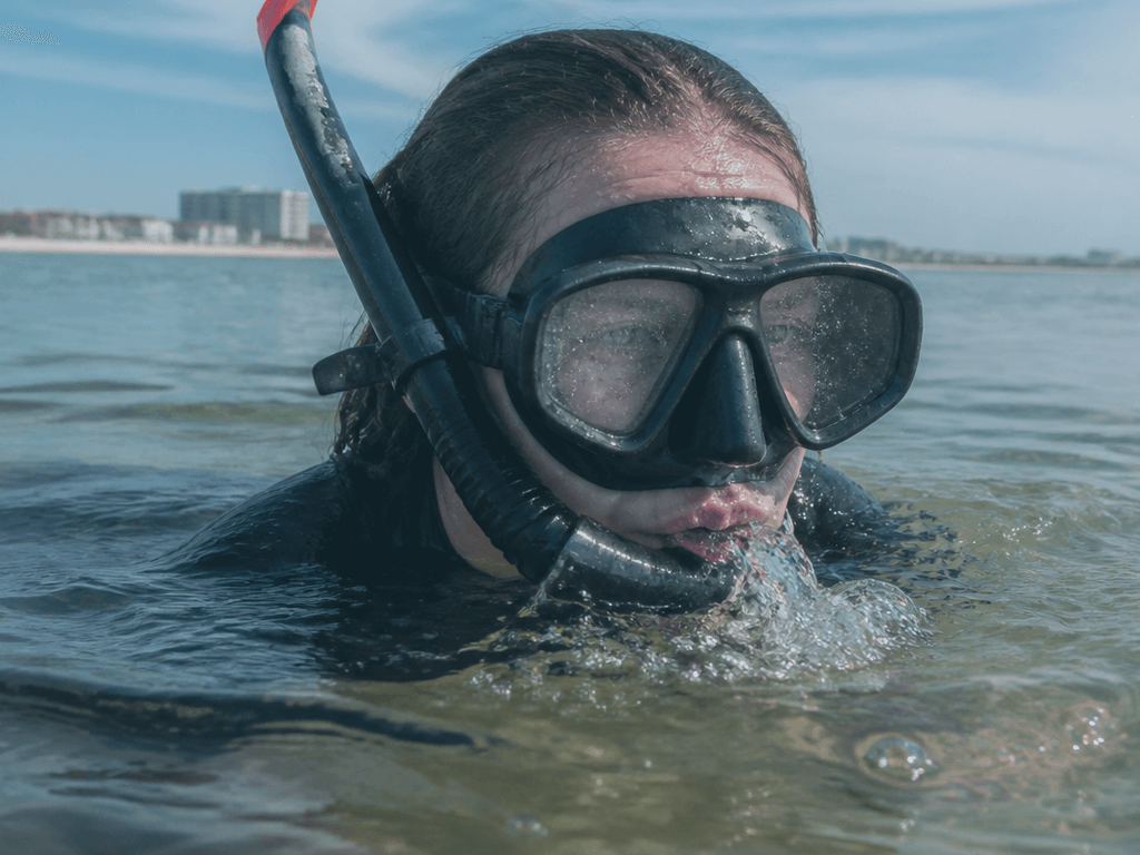 Snorkel purge valve practice in the shallows — supporting Beach Blog photo, Ocean City, Maryland