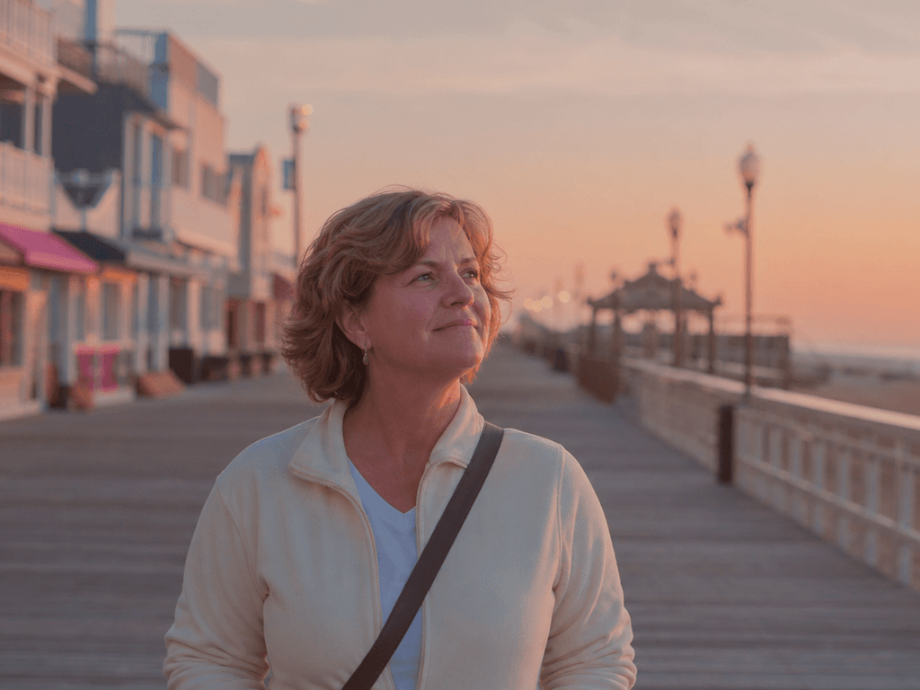Solo sunrise Boardwalk over forty: quiet miles before the town wakes up — supporting Beach Blog photo, Ocean City, Maryland